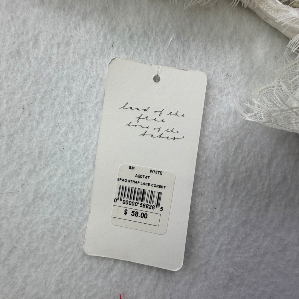 American Threads White Lace Corset bustier Festival Eyelash Trim NWT Small - Picture 8 of 8